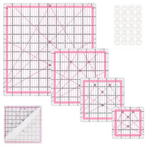 Quilting Rulers,4 Square Quilting Templates(3.5", 5", 6.5", 10.5"),Quilting Square Ruler for Sewing