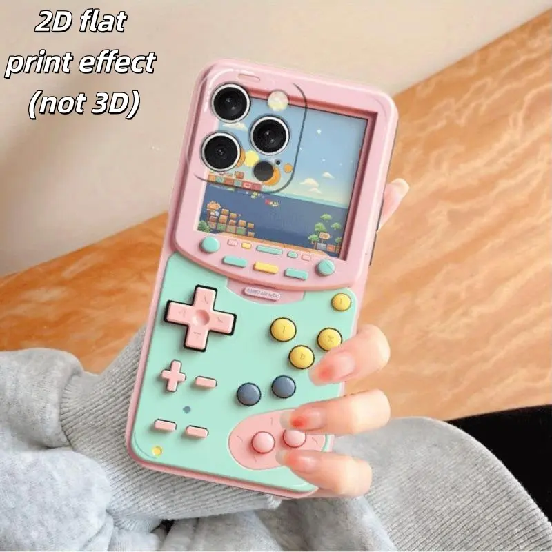 2D printing Retro pixel game console design, colorful silver printed phone case, drop-proof and scratch-resistant, suitable for iPhone 17/16/15/14/13/12/11/X/XS/XSMAX and Samsung S24/S23/S22 Ultra, etc., a holiday gift for friends, family, and yourself