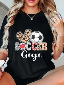 100% Cotton Soccer Gigi Cute Leopard Heart T-Shirt