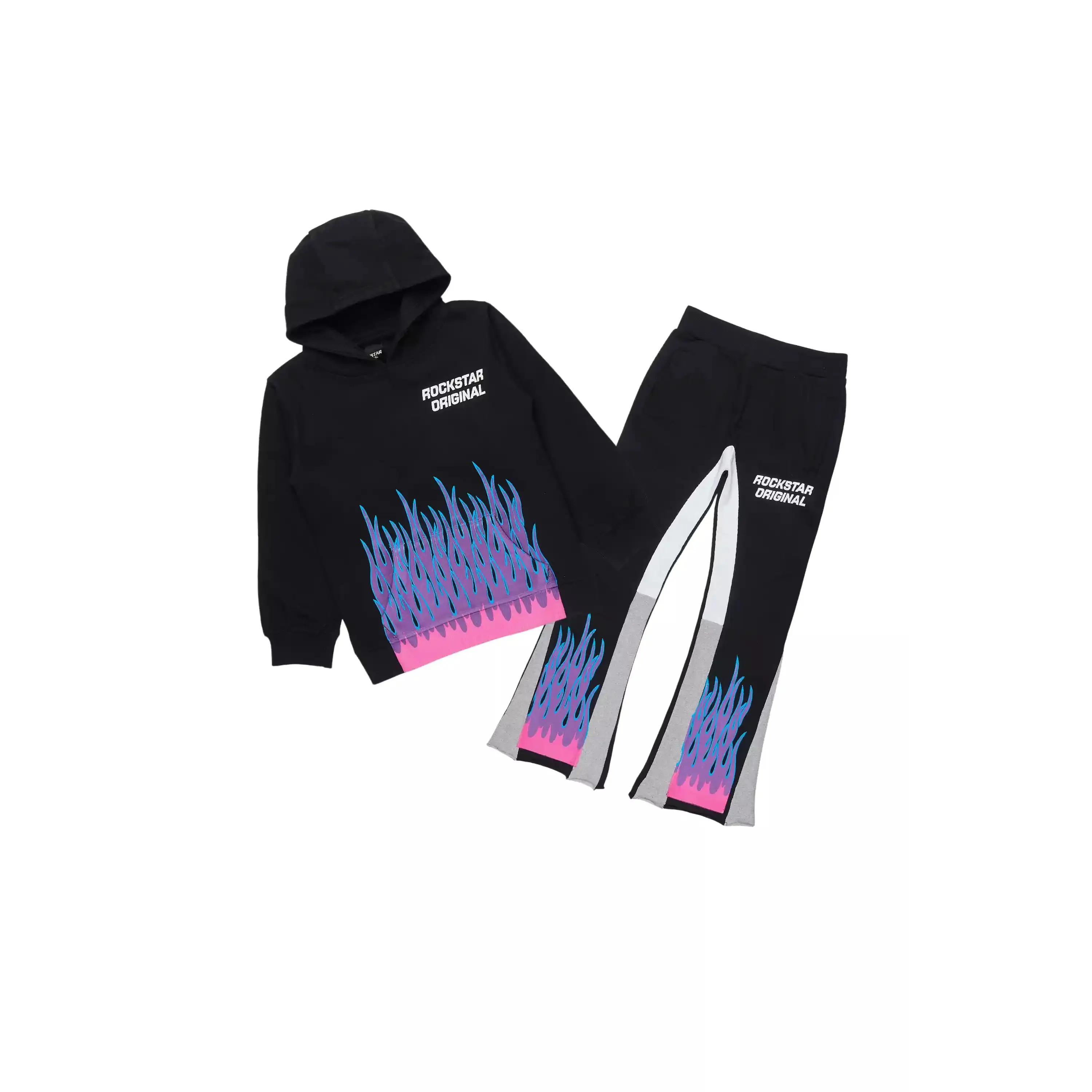 Girls Roen Black/Lavender Stacked Flare Track Set