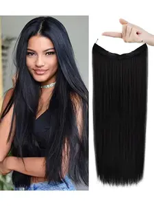 Invisible Metal Wire Hair Extensions, Straight Long Synthetic Hair Curtain, Adjustable Headband, Heat Resistant Fiber, Heat Friendly Synthetic, Women's 22 Inch
