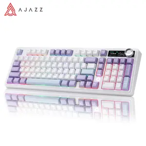AJAZZ AK980  Wireless Mechanical Keyboard with TFT Screen and Knobs, Gasket Architecture Keyboard 98%, Hot Swappable Gaming Keyboard, PC/Mac/Linux Compatible
