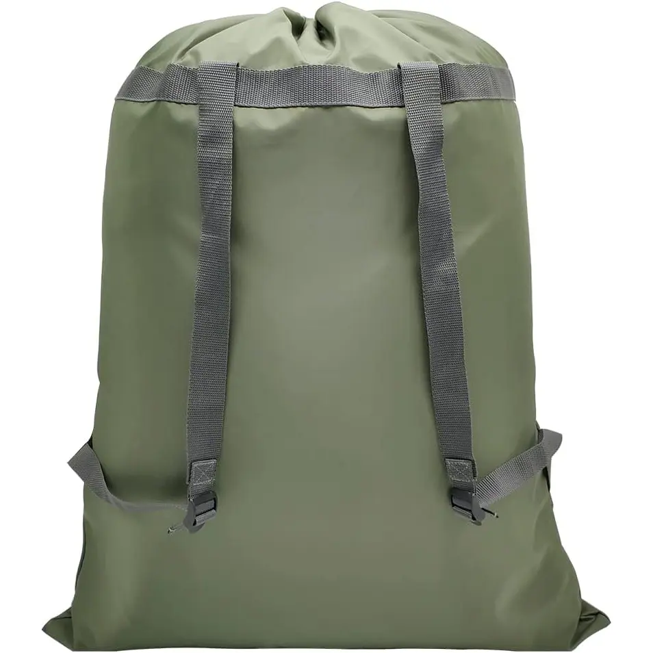 Laundry Bag Backpack, 27"X 34" Sturdy Laundry Bag with Shoulder Straps Drawstring Extra Large Heavy Duty Laundry Bag, Foldable Laundry Backpack for College, Dorm, Travel, Laundromat (Green) CALACH