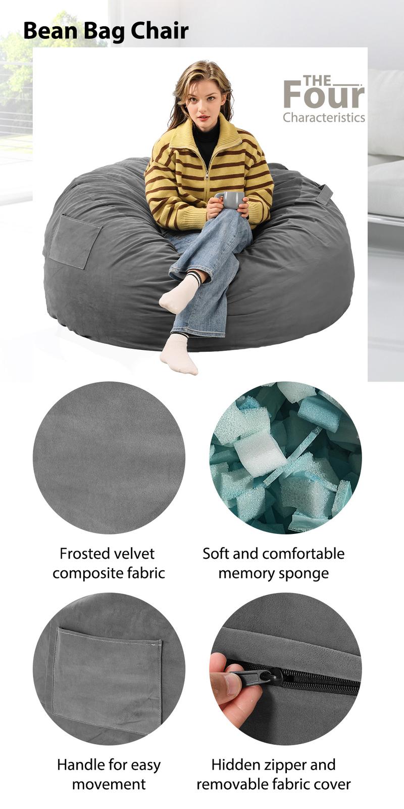 【Deal】Sweet Furniture Oversized Beanbag Chair for Adults - Soft Removable Cover - Giant Round Comfy Sofa for Living Room Bedroom College Dorm - 4 Feet 【Deal】Sweet Furniture Oversized Beanbag Chair for Adults - Soft Removable Cover - Giant Round Comfy Sofa for Living Room Bedroom College Dorm - 4 Feet