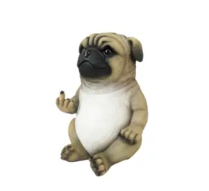 6.75in Pug Life Statue - Rude Gesture Resin for Cheeky Pug Decor
