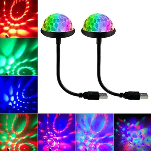 2 Pack Sound Activated Mini Disco Ball Party Lights USB Plug & Play DJ Stage Light for Room Home Dance Parties Karaoke Birthday Halloween Christmas New Year's Eve Car Decor
