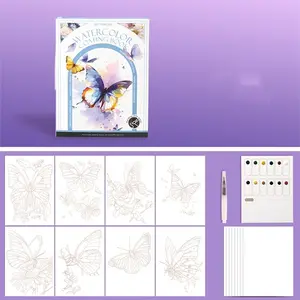 Travel Watercolor Painting Set with Tri-Fold Watercolor Workbook, 12 Colors & Stress Relief Note Paper for DIY Art Therapy