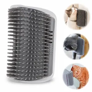 Cat Corner Self Groomer with Catnip, Wall-Mounted Grooming Brush for Cats, High-Quality Plastic Fur Removal, Gentle Massage
