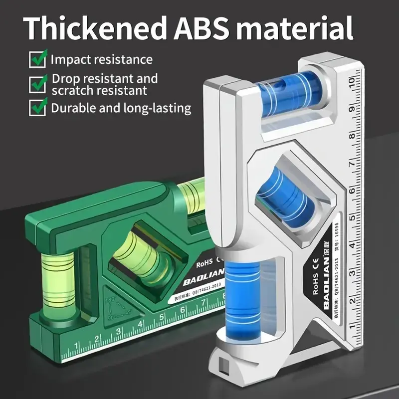 High Precision Mini Magnetic Base Level Ruler Tool with 3-Bubble Indicator, Impact-Resistant ABS, Shockproof Design, Easy-to-Read Display - Heavy Duty Hardware Measuring Test Gauge Set with Calipers