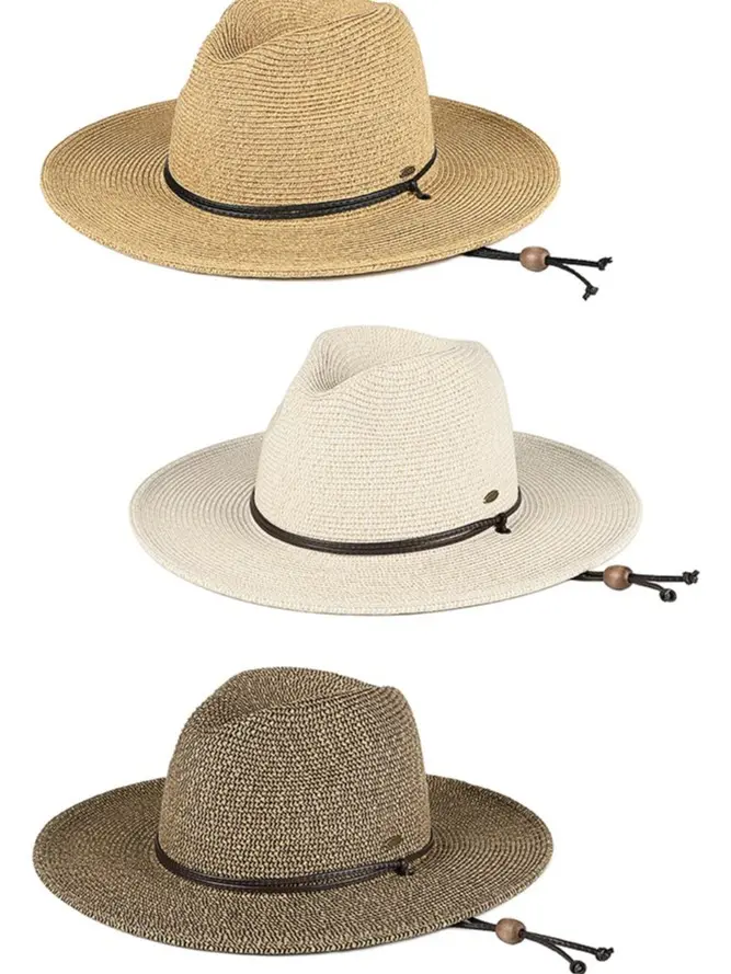 C.C Women's Panama Fedora Summer Paper Wide Brim Sun Hat