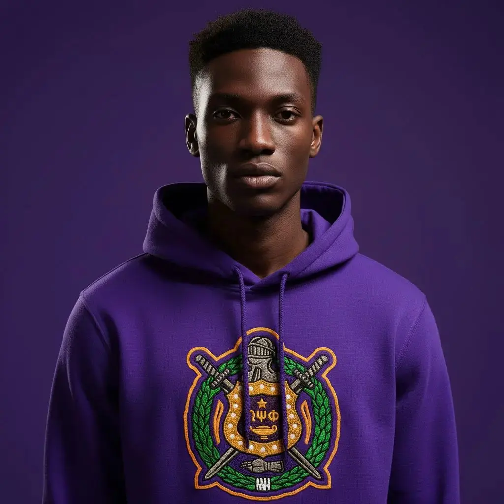 Omega Psi Phi Chenille Shield Hoodie | House of Greeks