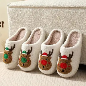 Winter Christmas deer indoor warm cotton slippers