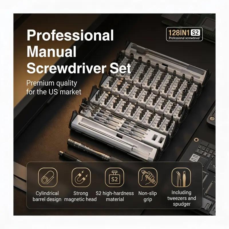 128-In-1 Magnetic Precision Screwdriver Set, Bamboo Stick Design Multi-Functional Home & Office Repair Tool, Perfect Valentine's Day Gift for Boyfriend Husband #GLOBAL PICKS Kit car Removal Portable Rotary box gift