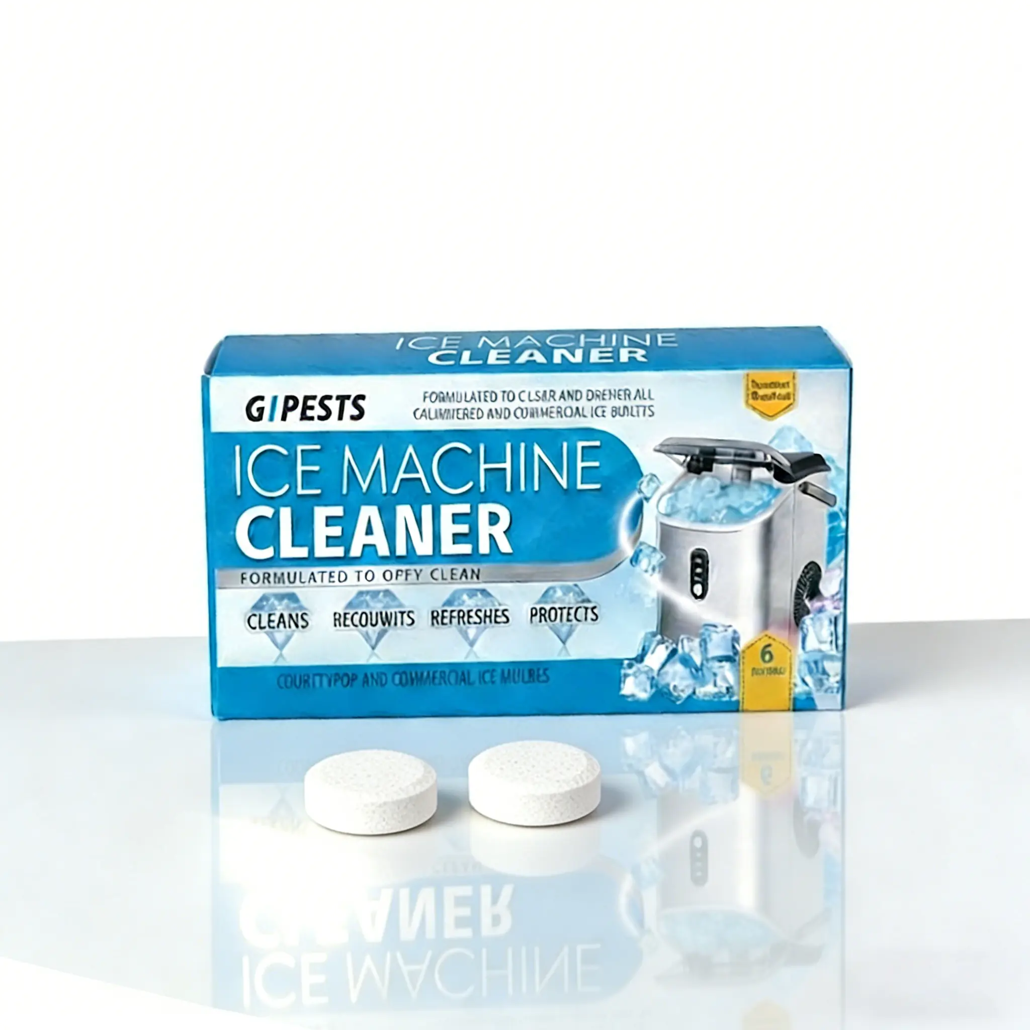 Ice Machine Cleaner Descaler - 6 Pcs Cleaning Tablets, Nickel Safe Scale Remover for Countertop & Nugget Ice Makers