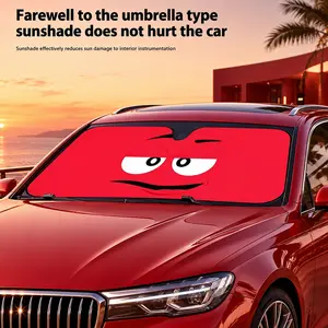 Red disdainful eyes funny cartoon cool Sun Visor Car Windshield Sun Shade UV Block Heat Insulation Reflective Cover Keeps Interior Cool Protects Dashboard Foldable Easy Storage Universal Fit for Car SUV Truck Summer Must-Have