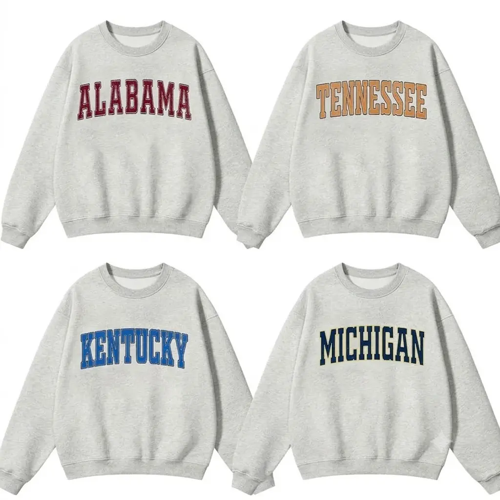 Women's Vintage College Team Cotton Hoodie - Distressed Varsity Graphic Casual Pullover, Unisex Fleece Fabric Sweatshirt with Multiple Fit Styles