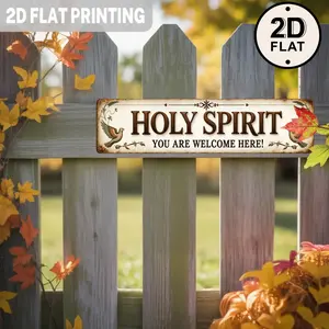 2D Flat, 1pc Vintage Holy Spirit You Are Welcome Here Metal Sign - Religious Christian Wall Decor Suitable for Home, Garden, Church - Indoor/Outdoor Decoration with Holy Spirit Design 4x16 Inch