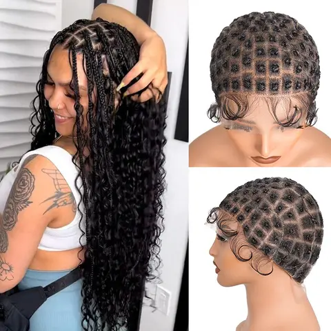 ZIHAN 1Pc Embroidery Crochet Cap - Full Lace, 113 Sections Double Lace, Baby Hair, Premade Square Pattern, Easy-to-Handle Accessory for DIY Wig Making