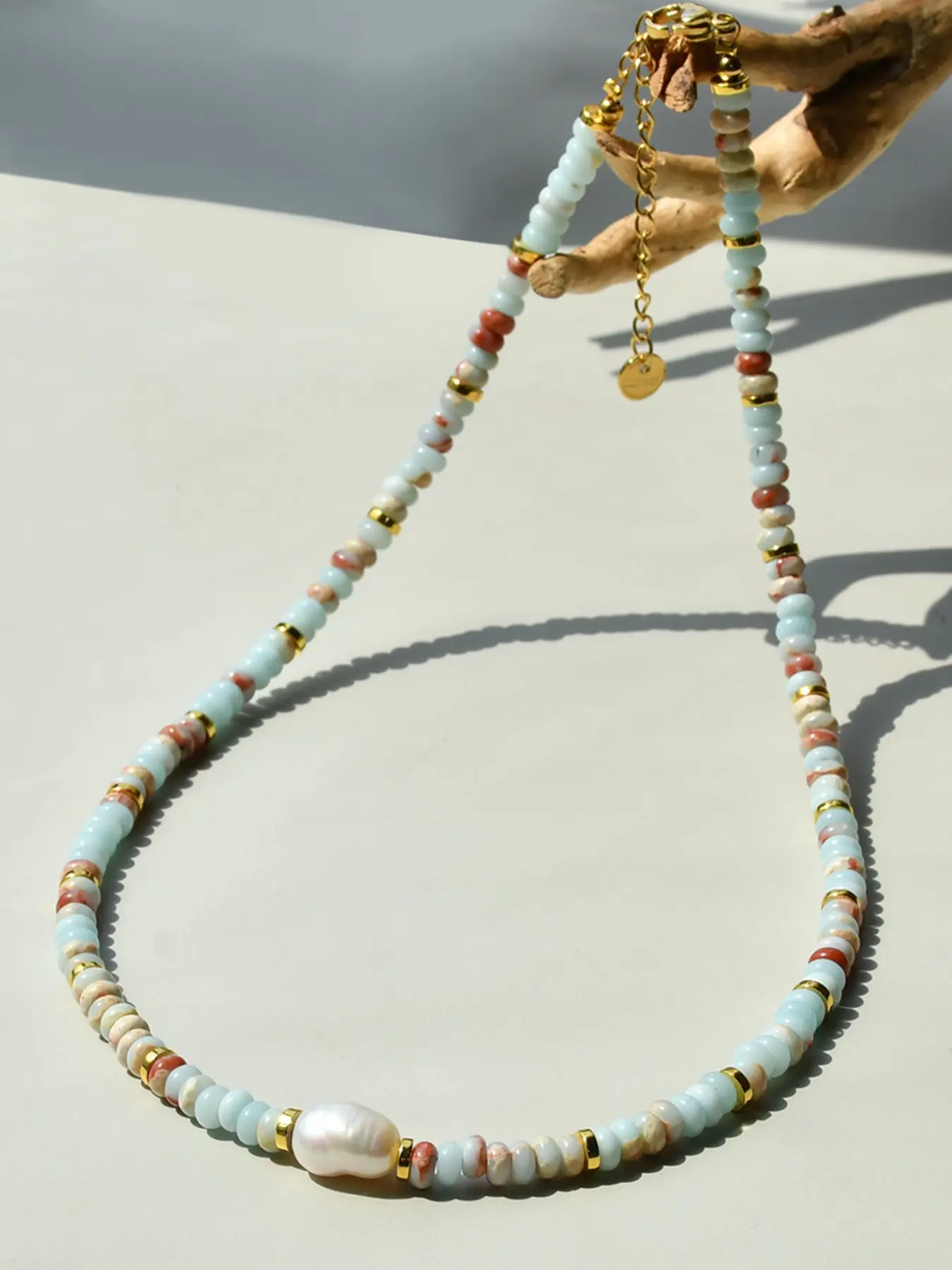 Natural Shoushan Stone Baroque Freshwater Pearl Accessory Necklace, Elegant Vintage Bohemian Choker, Summer Beach Party Gift, Pearl size and shape are random, Pearl Jewelry