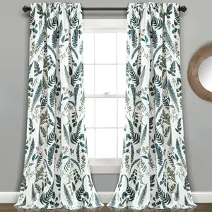Lush Decor Devonia Allover Light Filtering Window Curtain Panels Pair 52"W x 63‘’—120"L+2" - Floral Curtains for Living Room - Bedroom Curtains
