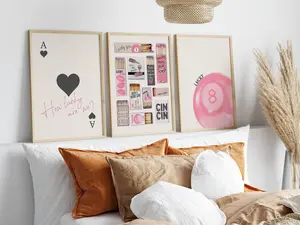 Choose 1 of 3 Lucky You Retro Matchbook Art, Pool Ball Funky Pink Aesthetic Print, Playing Card  Vintage Western Wall Art, Ace of Hearts Print