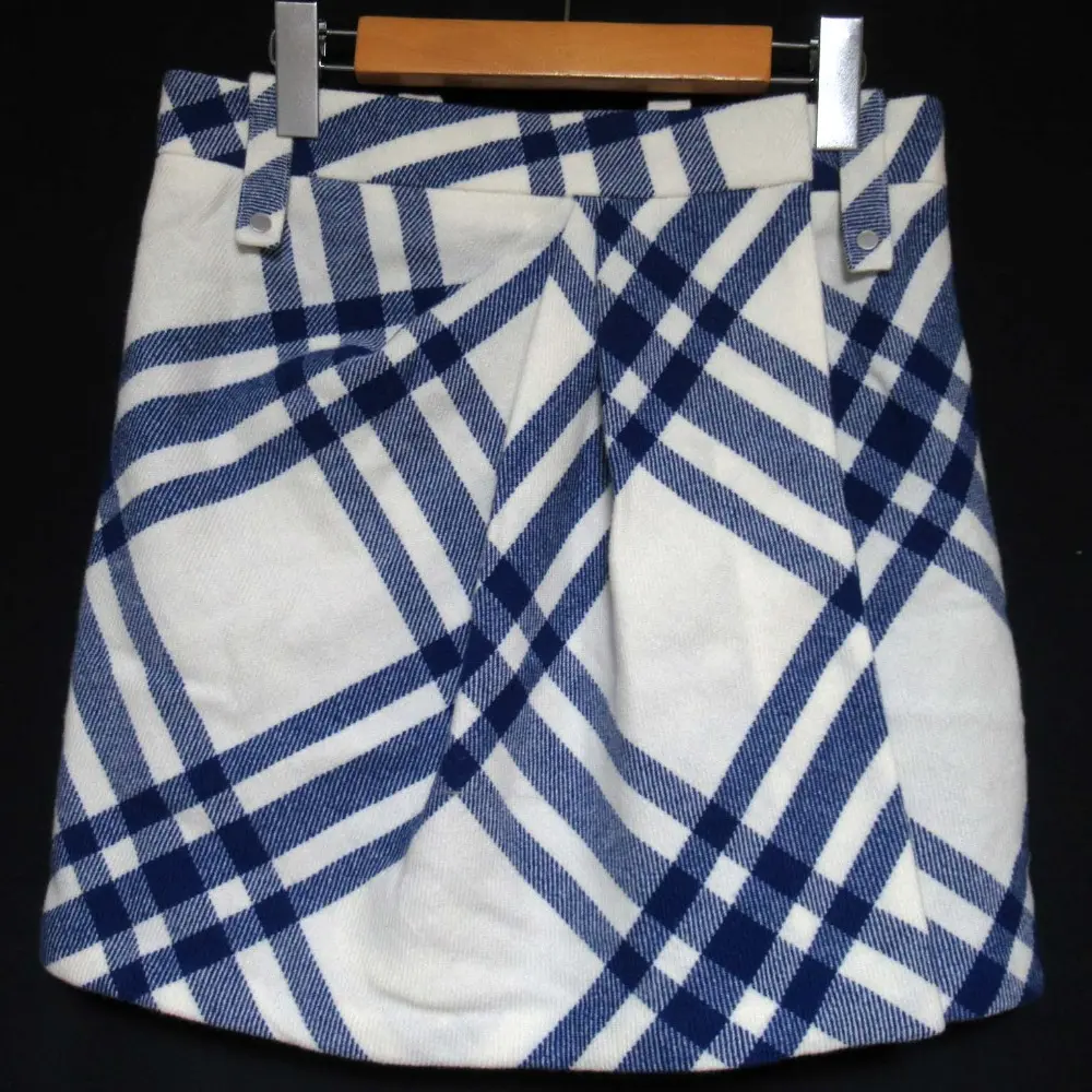 Pre-owned BURBERRY Others Small Leather Goods Check Wool Pleated Skirt