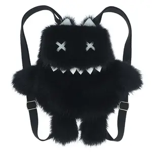 2026 Y2K Cartoon Cat Mini Backpack Explosion Cat White Plush Magnetic Buckle Interlayer Zipper Pocket Medium Size Trendy Streetwear Shoulder Crossbody Bag for Girls
