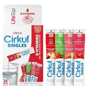 Cirkul LifeSip® Sugar Free Water Flavoring Clear Liquid Packets (24 Pack) - Fruit Punch, Strawberry Kiwi, Apple, Watermelon. No Sugar, Zero Calorie Drink Mix with B Vitamins, No Artificial Colors