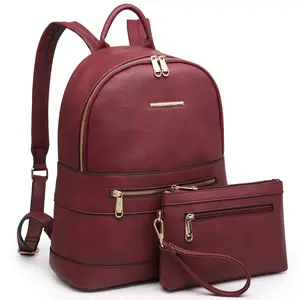 Backpack Purse for Women Large Fashion PU Leather Travel Backpack Bag Ladies Designer Shoulder Handbags Set 2pcs