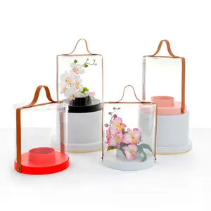 Cylinder Box with Plastic Clear Walls, Various Colors I W370