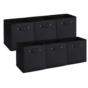 Garvee 6-Pack Collapsible Fabric Storage Cubes – 11" Open Top Bins with Faux Leather Handles, Durable Non-Woven Material – Foldable Organizer for Closet, Shelves, Dresser – Perfect for Clothes, Toys, Books & Baby Items – Stackable, Space-Saving