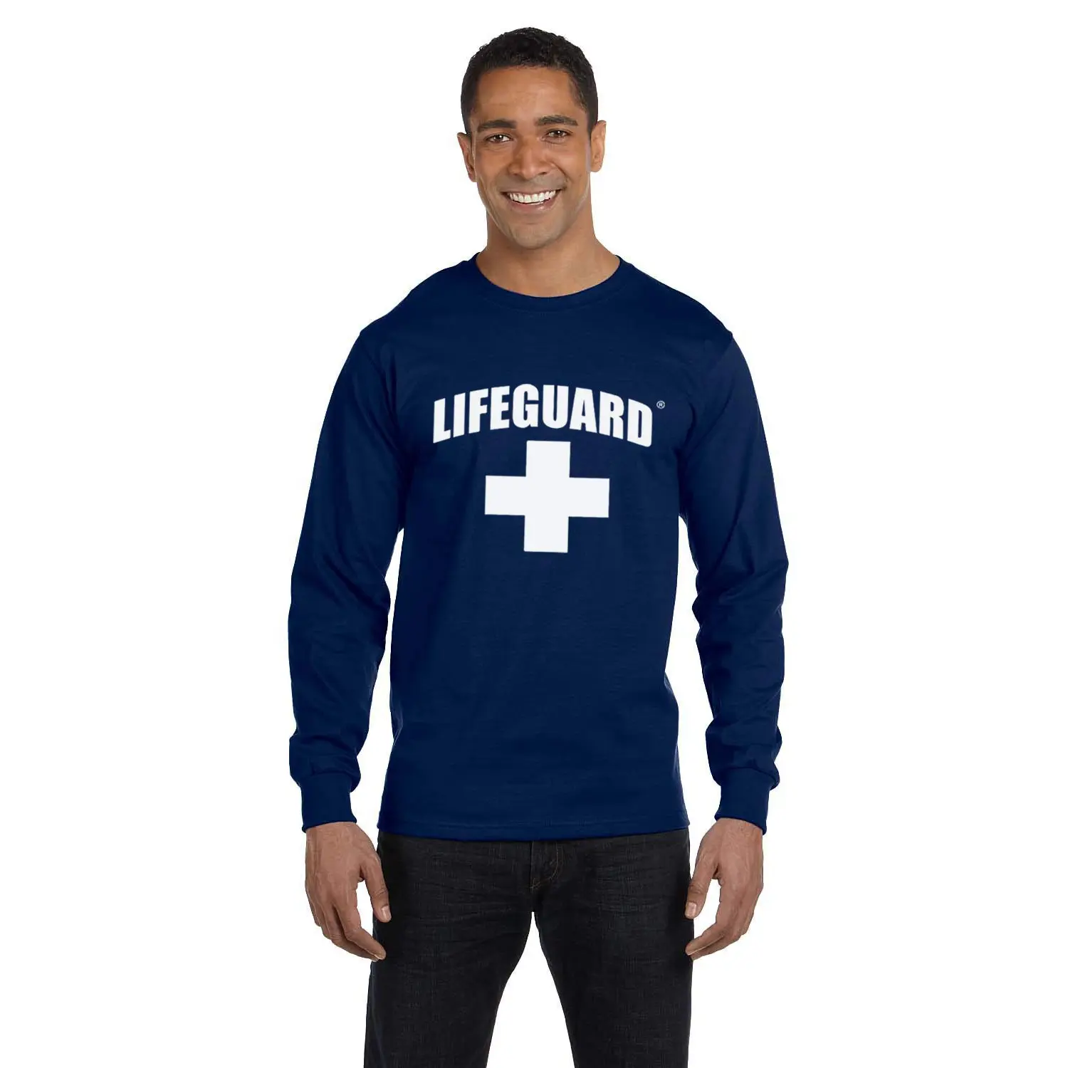 LIFEGUARD Long-Sleeve Printed Tee Shirt, Red T-Shirt for Men, Guys, Teen & Boys