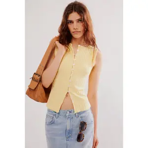 Free People : Tilly Vest in Mellow Yellow