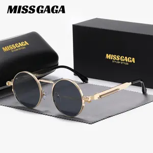 MISSGAGA Unisex High-End Craftsmanship Light Luxury Fashion Full Frame Sunglasses Hiking Party Outdoor Round Frame Sunglasses UV400