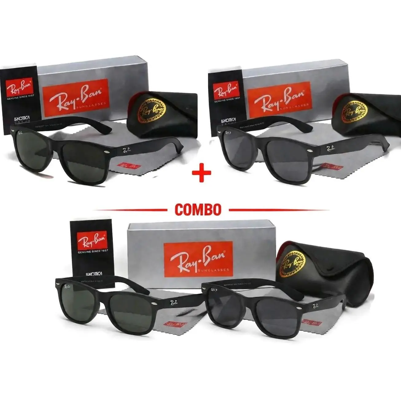Ray-Ban Black Square Sunglasses, UV-Protected Lightweight Outdoor Eyewear for Men and Women KKU