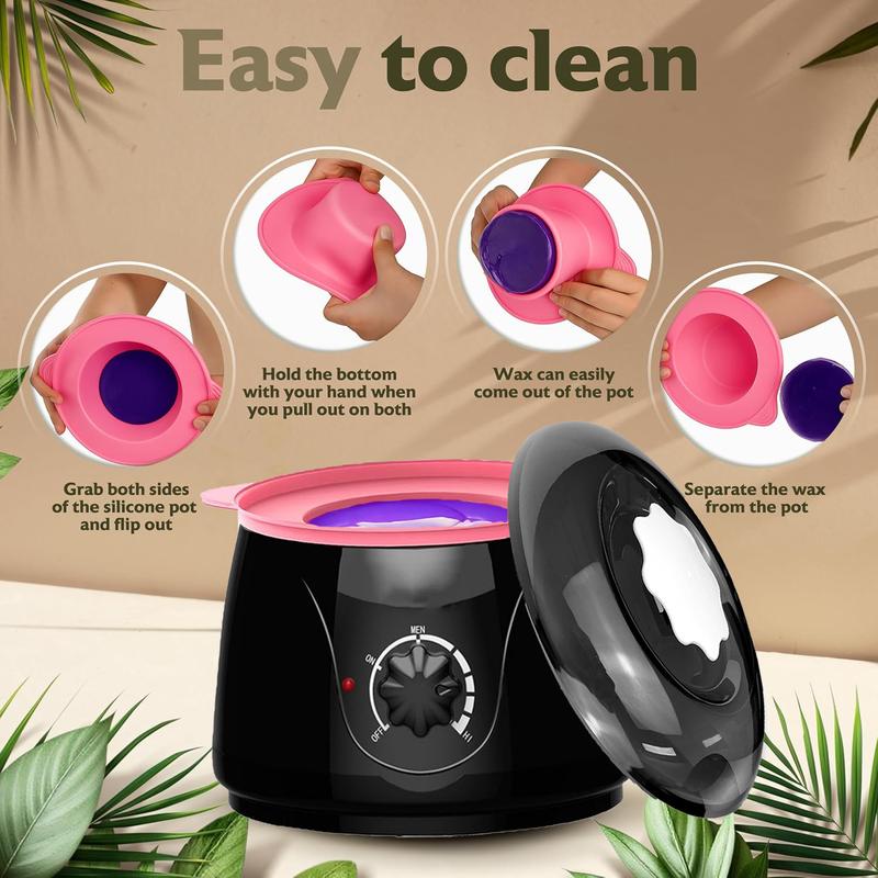 Professional Nose & Hair Waxing Kit, Portable Electric Wax Heater Warmer Kit For Nose Body Hair Removal,Pot Hot Wax Heater With 400g Beans & 10 Sticks For Facial, Armpit Waxing at Home