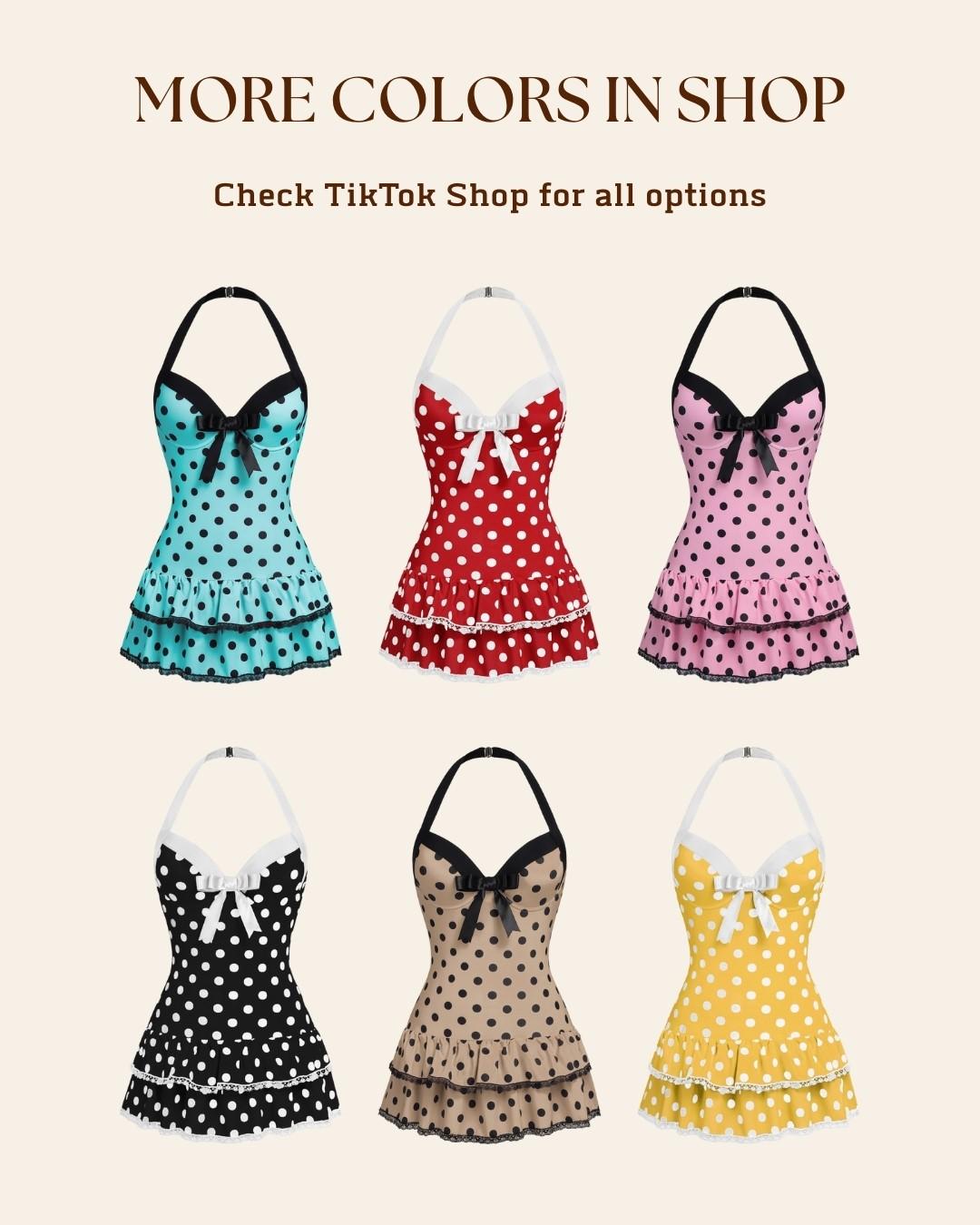 Black 1940s Halter Polka Dots Bow One-Piece Swimsuit