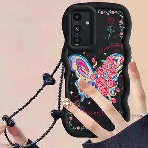 1 Piece Colorful butterflies and a black heart-shaped lanyardPattern Stylish Suitable For Galaxy A15 4G Case With Comfortable feel Finish Featuring Shockproof For Entertainment Phone Cases