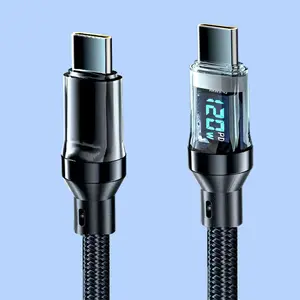 120w Super Fast Charging Type-C Data Cable, LED Real-Time Power Display, USB Charger for iPhone 15 Samsung Xiaomi Huawei