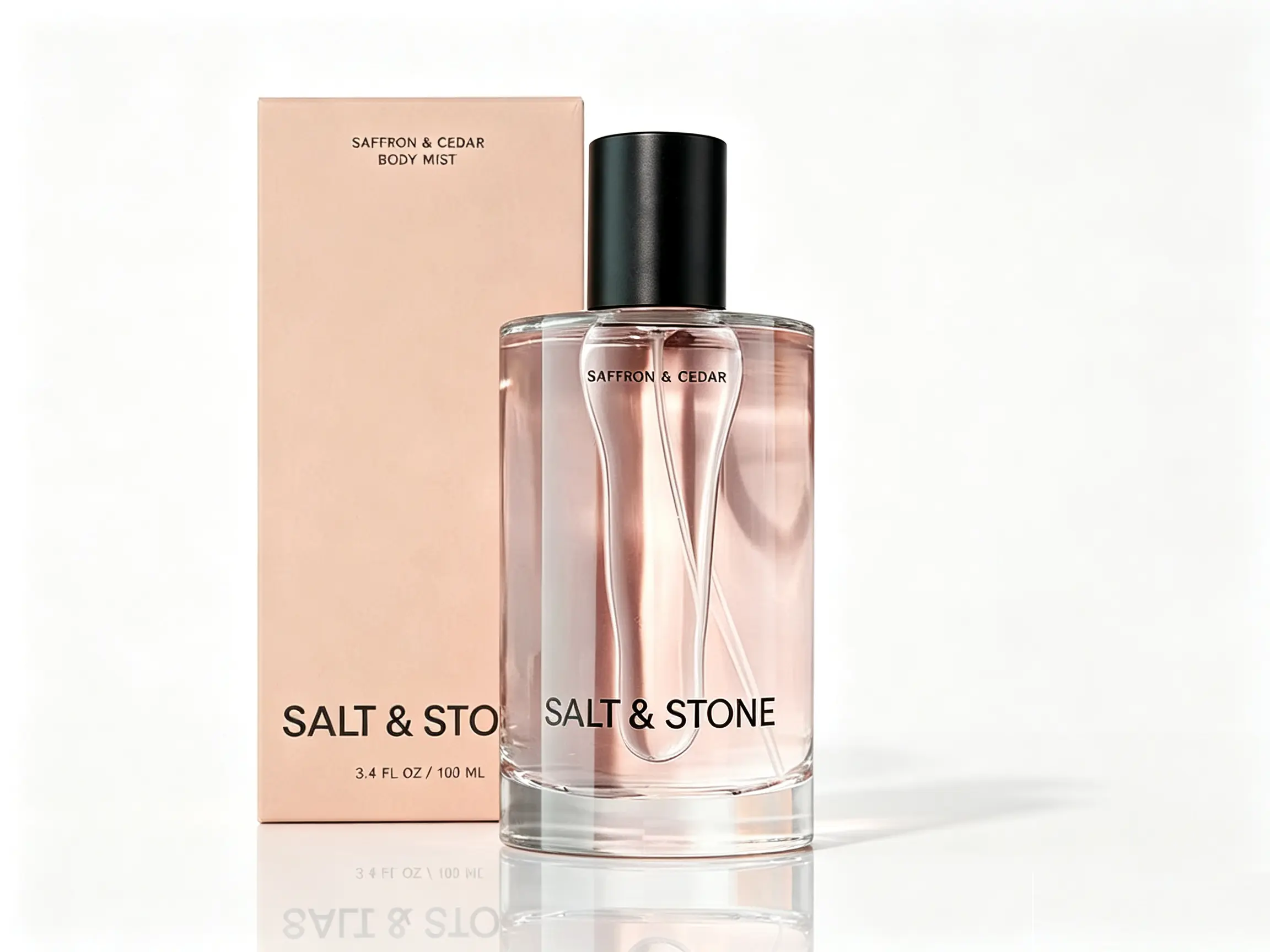 Salt & Stone Saffron & Cedar Hair & Body Mist 100ml (3.4 fl oz), Skincare-Infused Unisex Fragrance Spray with Hydrating Glycerin & Red Algae, Vegan Cruelty-Free Warm Spicy Woody Long-Lasting Scent