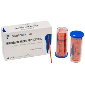 400 Regular Micro Applicator Brushes - Disposable Dental Microbrushes with Bendable Tip - Microswabs for Eyelash Extensions - Microbrush Applicator Sticks with Cotton Tip (Orange, 4 Tubes of 100)