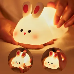 Bunnyglow Silicone Night Light | Touch Sensor | 3 Brightness Levels | Squeeze Stress Relief Toy