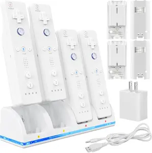 RUNTOGOL Charging Dock Station for Wii/Wii U Remote Controller, with 4-Pack 2800mAh Rechargeable Battery Packs (Remotes Not Included)