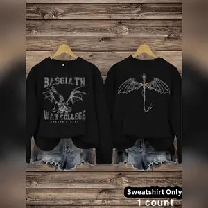 Women's Dragon & Bat Print Round Neck Graphic Sweatshirt, Casual Long Sleeve Crew Neck Pullover Tops, Warm Hooded Clothes for Fall & Winter Longsleeves Wear