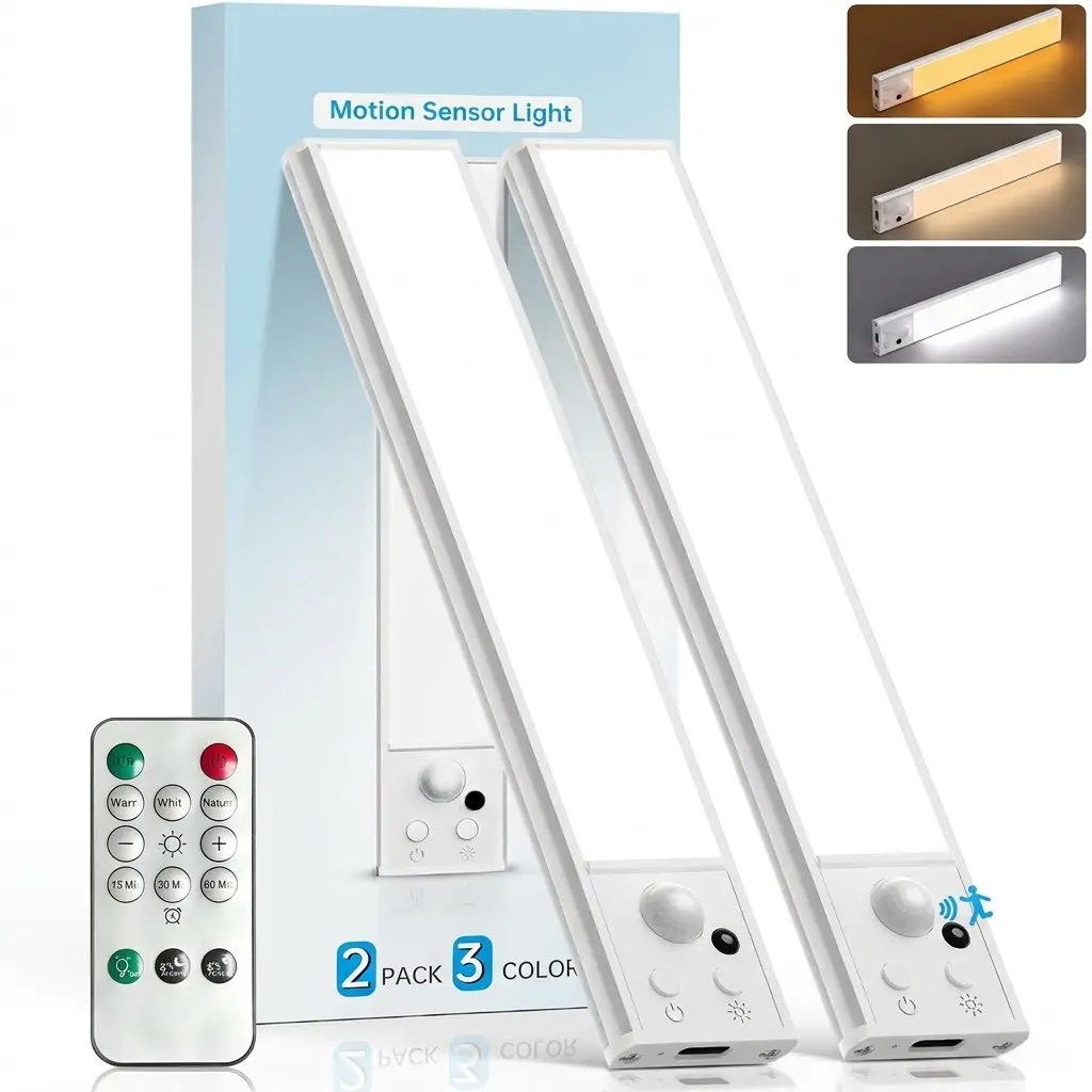 2-Pack Wireless Under Cabinet Motion Sensor Lights - Auto-On/Off Indoor Home Improvement Lighting Accessories, 2 pack size