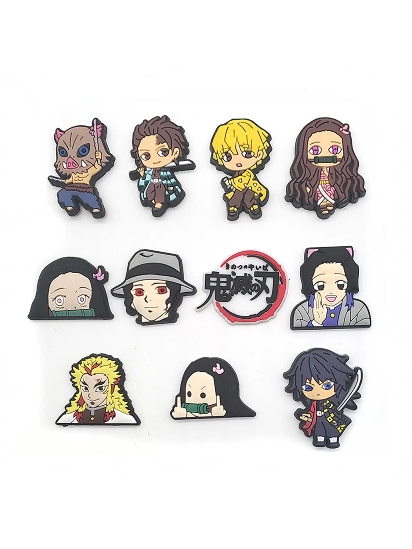 11pcs Cartoon Anime Demon Slayer Shoe Accessories, PVC Material Beach Bag Shoes Decorations, Perfect Gift for Birthday Christmas Valentine's Day Halloween