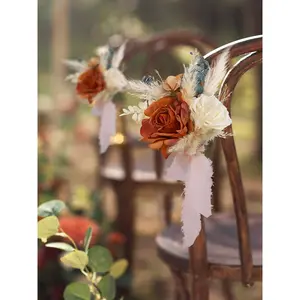 Rinlong 6Pcs Terracotta & Beige Aisle Flower Arrangement Decor Decorative Ornaments