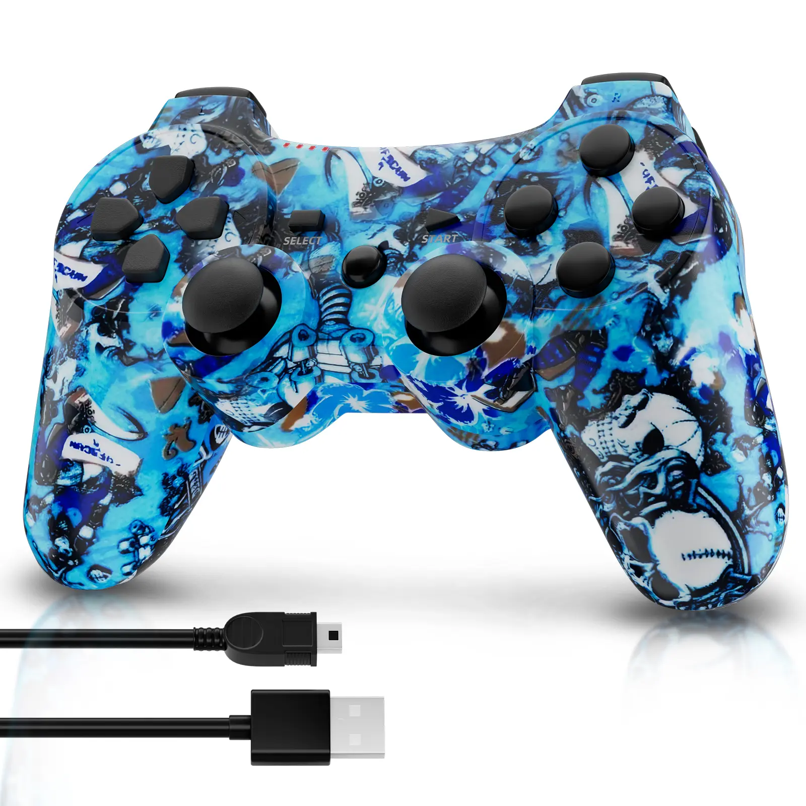 Wireless Game Controller for PS3/PC/Laptop, Wired for PS2 - Console Accessories with Double Vibration, 6-Axis Gyroscope, Motion Sensing P3 Ocean Gamepad