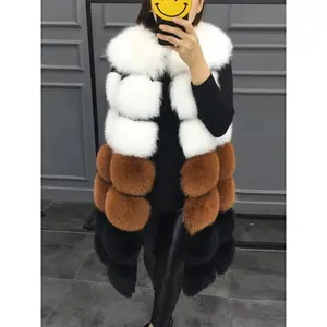 UOSO Women'S Elegant Faux Fur Winter Jacket |   Thick Warm Sleeveless Coat with V-Cut Hem & Color Block, Machine Washable H-Line Midi-Length Outerwear for Casual, Formal, Parties - Luxurious Fur-Like Coat