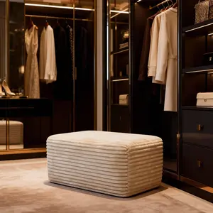 Plush Ottoman Upholstered Cloud Ottoman Comfortable Supportive Modular Sectional Couch for Living Room Beige